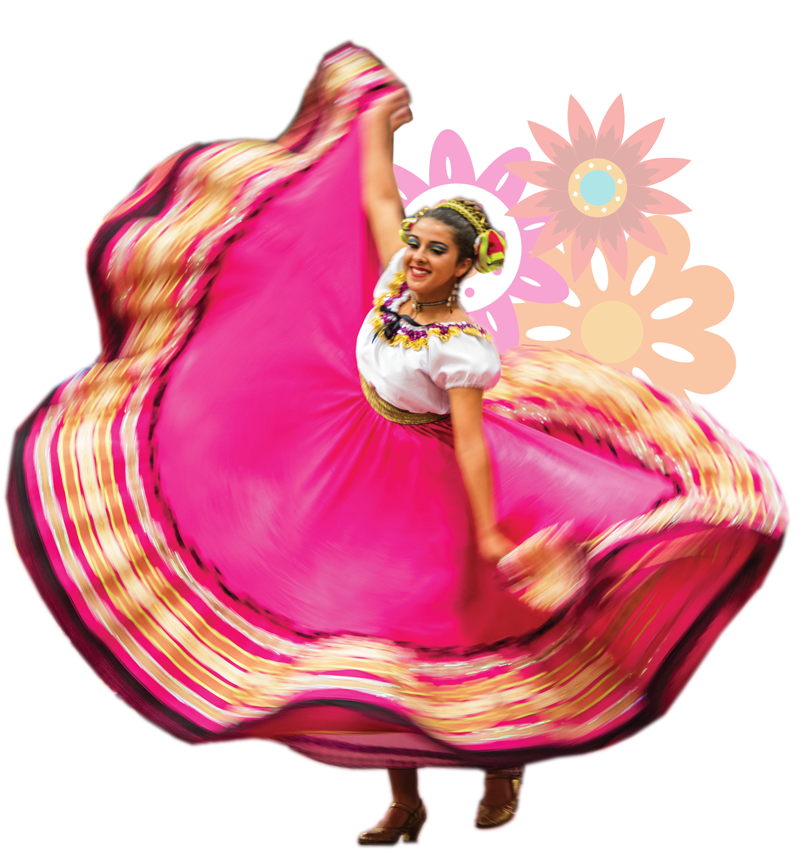 Folklorico dancer with flowers