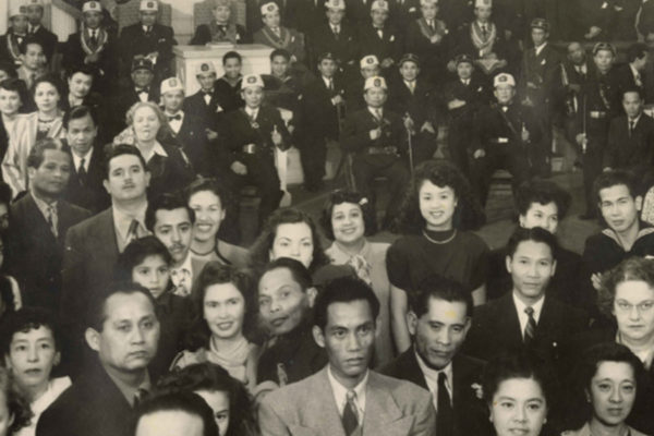 Vintage photo of Filipino American families