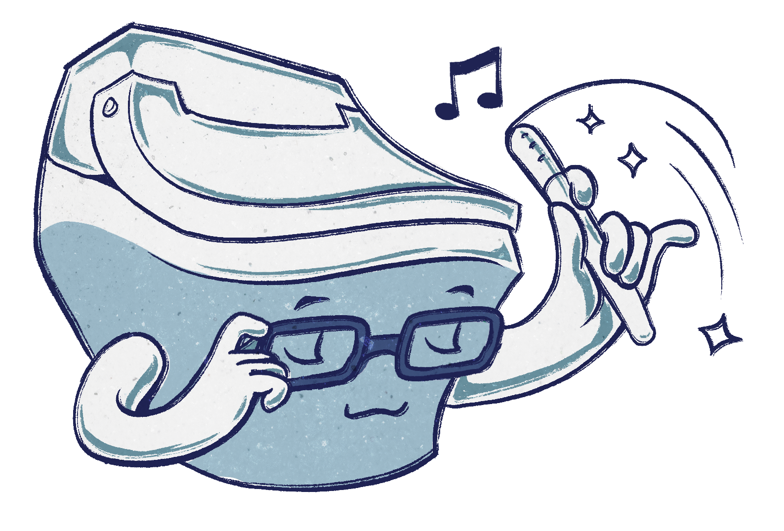 Modern TOTO Washlet illustrated with glasses, flourishing a wand.
